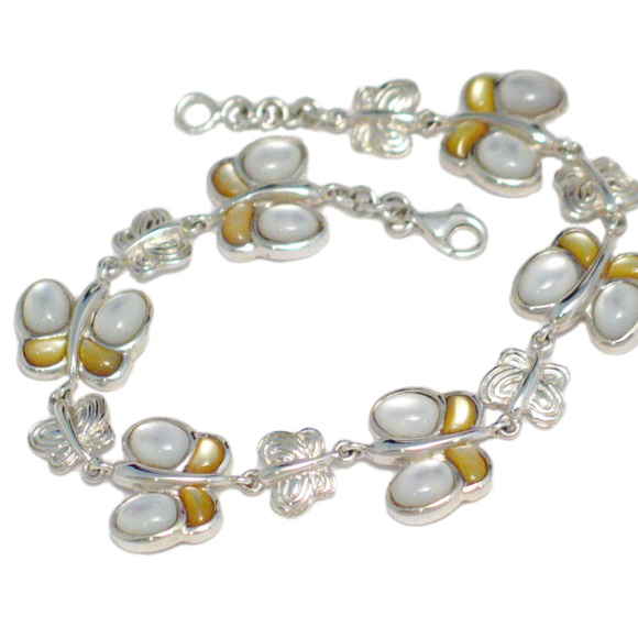 Butterfly Charm Tennis Bracelet Sterling Silver - Picture 1 of 1